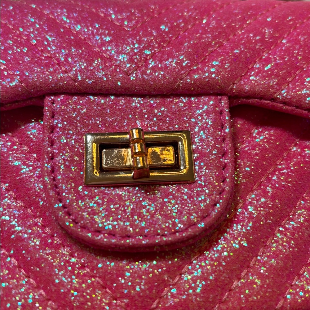 Lola + The Boys Sparkling Pink Chain Bag - Picture 5 of 5